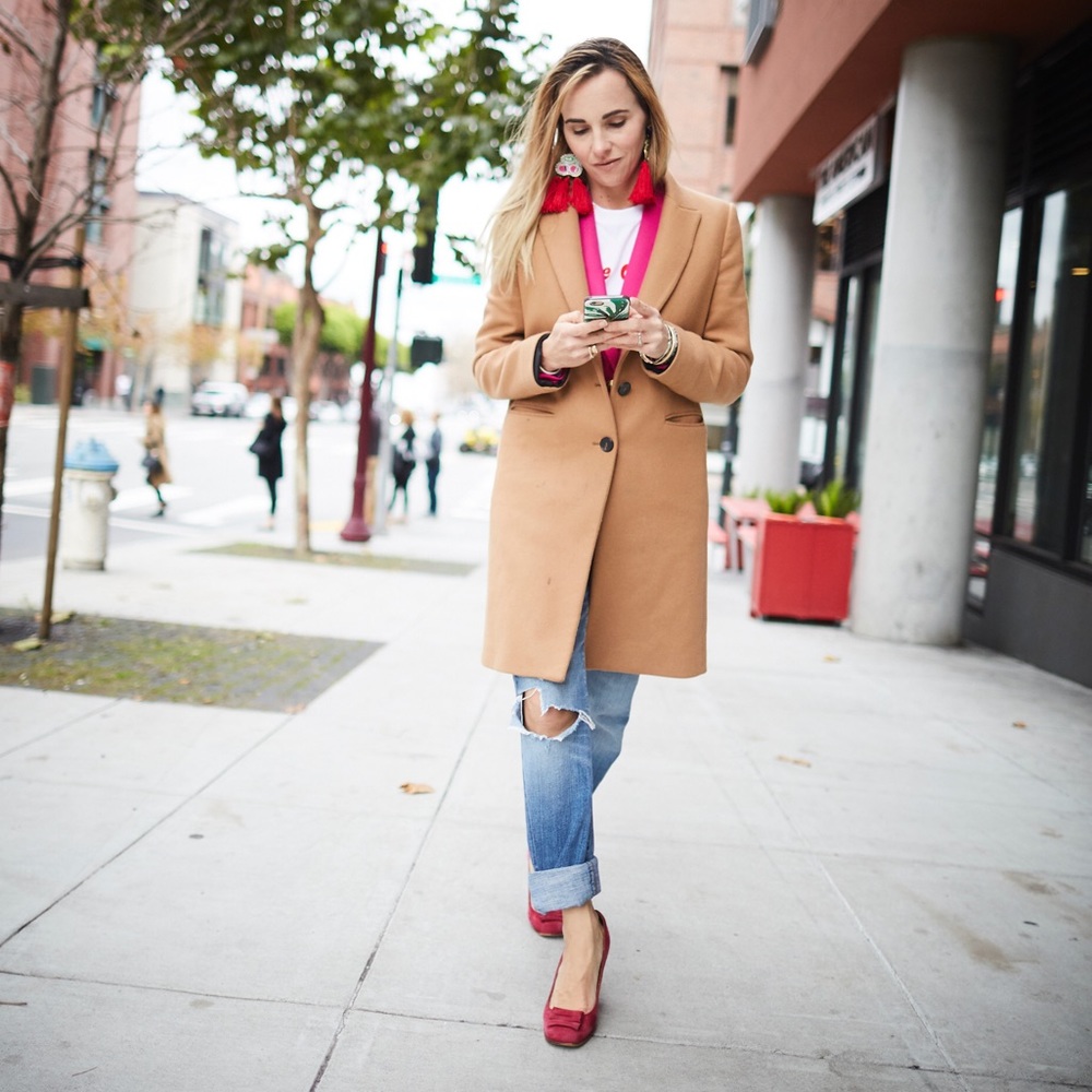 Zara lapel collared coat in Caramel